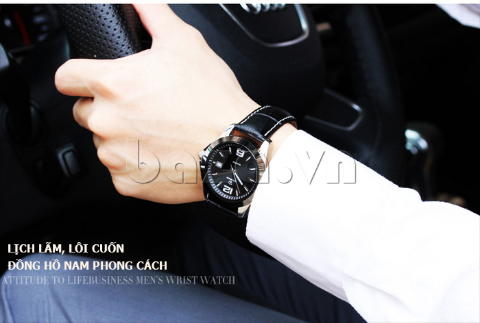 Đồng hồ nam dây ceramic thời trang Vinoce 8379 số to bản bền đẹp