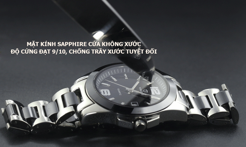 Đồng hồ nam dây ceramic thời trang Vinoce 8379 số to bản tinh tế