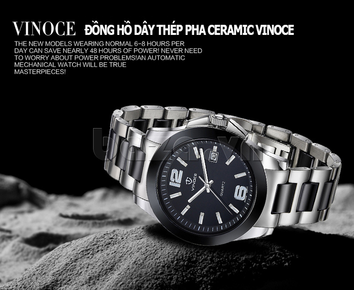 Đồng hồ nam dây ceramic thời trang Vinoce 8379 đẹp