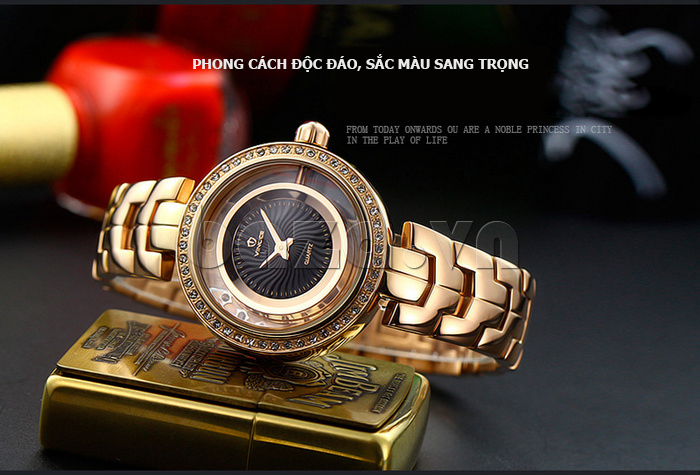 Đồng hồ nữ đính pha lê Vinoce 8377 đồng hồ phóng khoáng