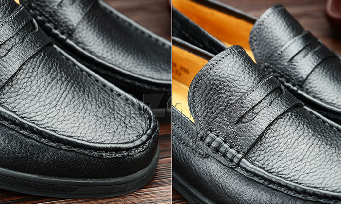 Giày da nam Olunpo QMB1402 cá tính với màu đen
