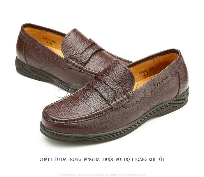 Giày da nam Olunpo QMB1402 sử dụng chất liệu da thuộc thông thoáng