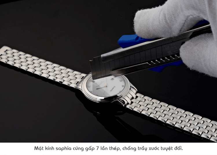 Mặt kính chiếc đồng hồ nữ Bestdon là sapphire cứng gấp 7 lần thép, chống trầy xước tuyệt đối
