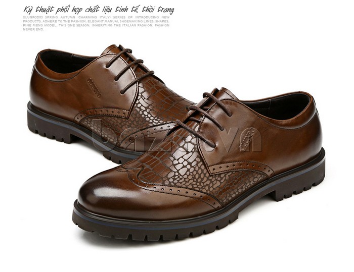 giày Olunpo QHSL1304 có kỹ thuật phối hợp chất liệu và màu tinh tế, thời trang