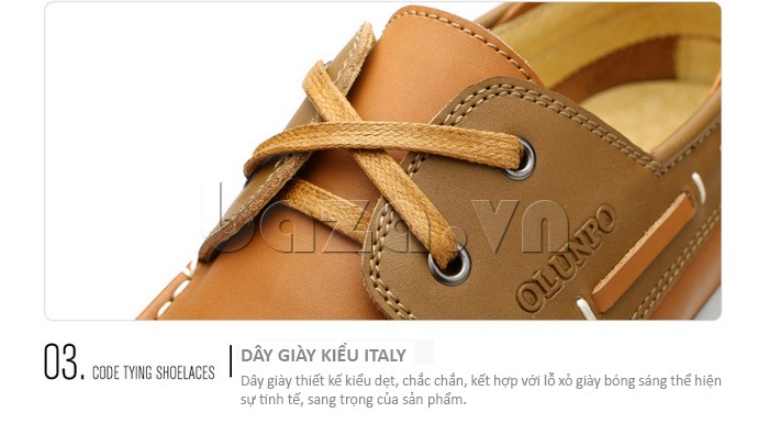 Dây giày kiểu Italiy thiết kế dẹt, chắc chắn, lỗ xỏ bóng sáng