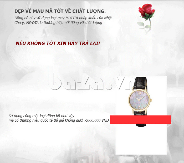 đồng hồ nữ mặt in hoa Vinoce V6386L đẹp về mẫu mã tốt về chất lượng