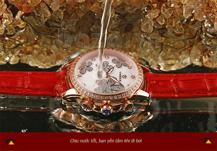 đồng hồ nữ mặt in hoa Vinoce V6386L chịu nước cực tốt