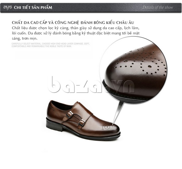 Giày nam Olunpo QHSL1301 sử dụng da cao cấp, công nghệ châu âu