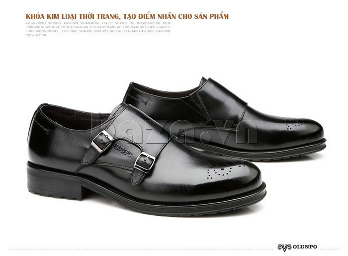 Giày nam Olunpo QHSL1301 sử dụng khóa kim loại thời trang, tạo điểm nhấn cho sản phẩm