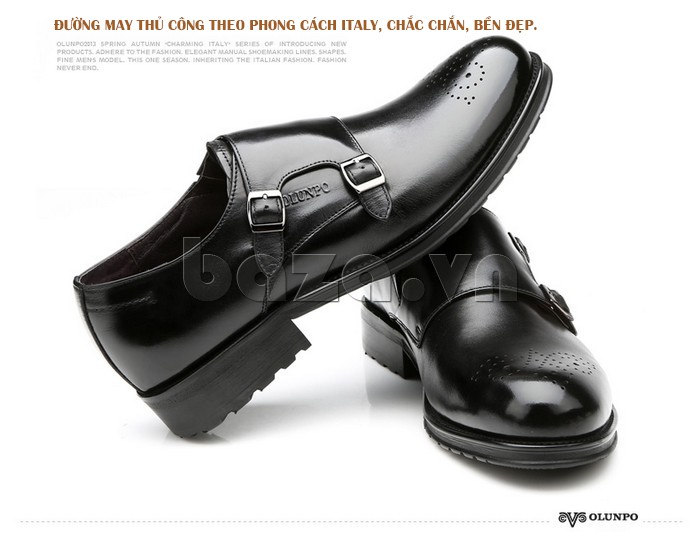 Giày nam Olunpo QHSL1301 đường may thủ công theo phong cách Ý, bền, chắc và đẹp
