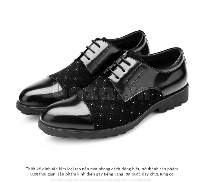 giày nam Olunpo QHT1433 thiết kế đinh tán kim loại giúp nam giới trẻ trung và cá tính hơn
