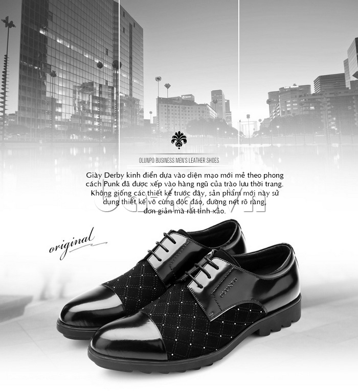giày nam Olunpo QHT1433 mang nét đẹp văn hóa hiện đại đến thế giới giày nam