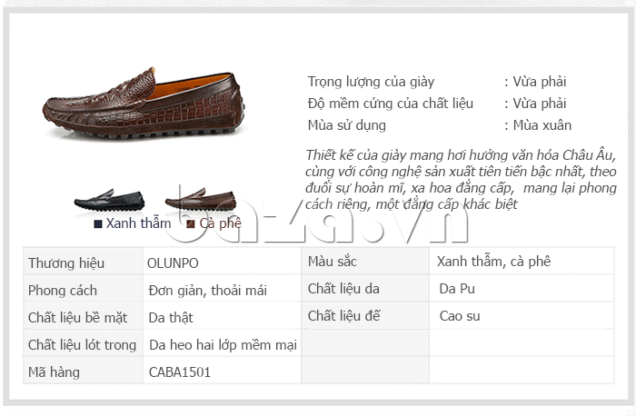 Giày nam Olunpo CCY1502 cao cấp