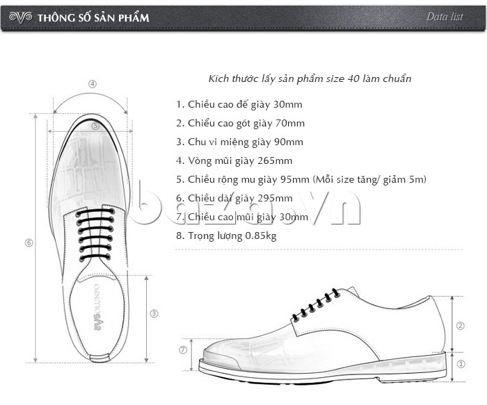 Giày da nam OLUNPO QDT1301 với nhiều thông số sản phẩm
