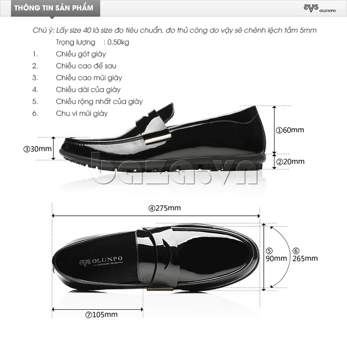 Giày lười nam Olunpo CJFD1503 thời trang