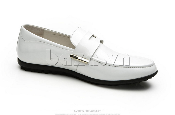 Giày lười nam Olunpo CJFD1503 trắng tinh tế