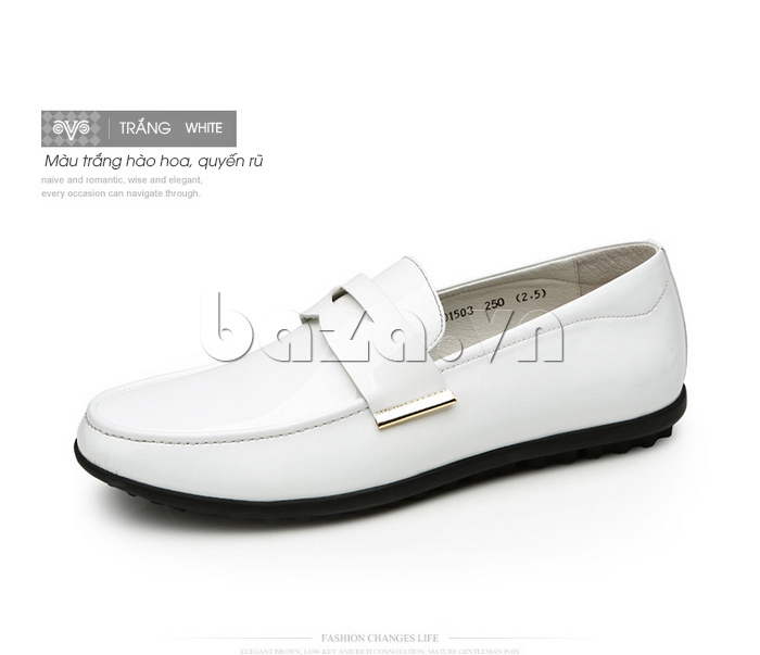 Giày lười nam Olunpo CJFD1503 trắng nổi bật