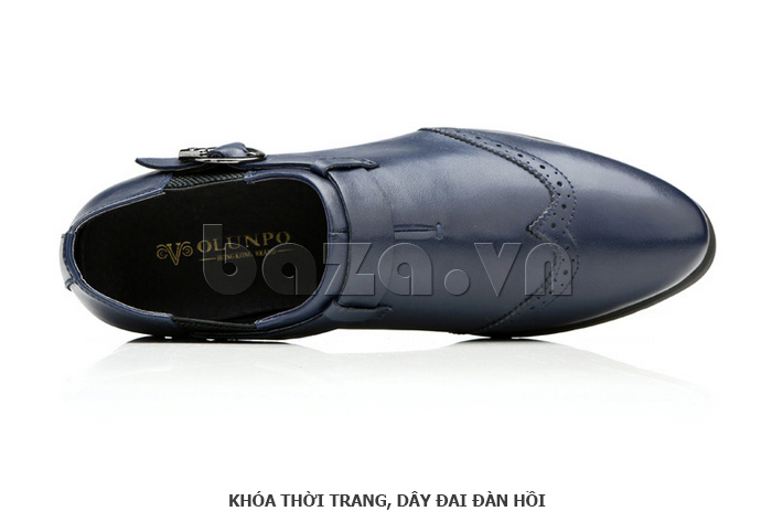 Giày da nam Olunpo QXD1403  có khóa thời trang dây đàn hồi