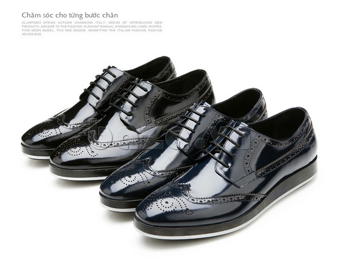 Giày da nam thời trang Olunpo QLXS1301 thiết kế buộc dây mà không hề cổ điển