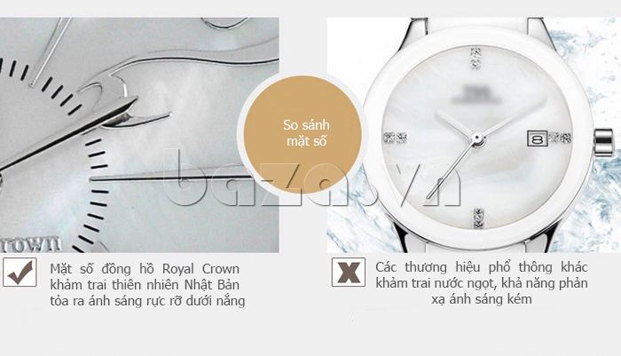 Đồng hồ nữ kính khoáng Royal Crown  bền bỉ 