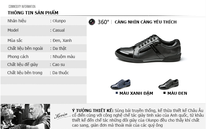 thông tin sản phẩm của Giày da nam Olunpo QHT1426