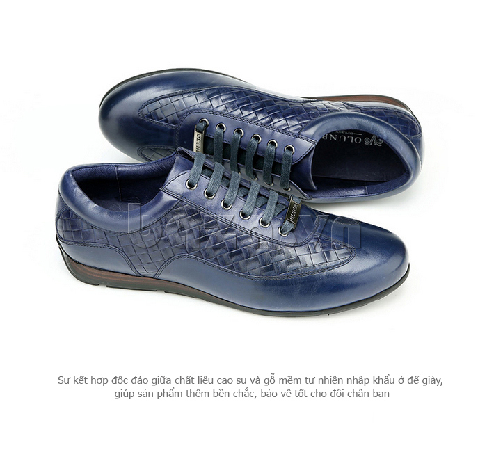 Giày da nam Olunpo QHT1436 màu xanh cá tính