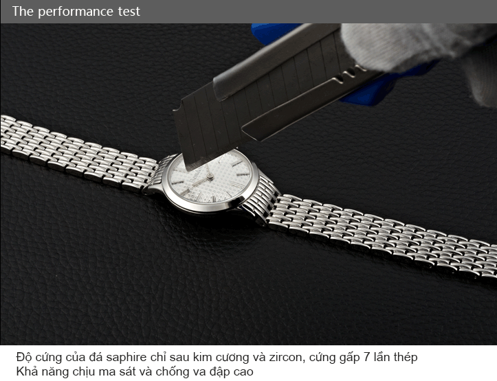 Đồng hồ nữ Bestdon mặt kính  sapphire có độ cứng chỉ sau kim cương và zircon, cứng gấp 7 lần thép. Khả năng chịu ma sát và chống va đập cao