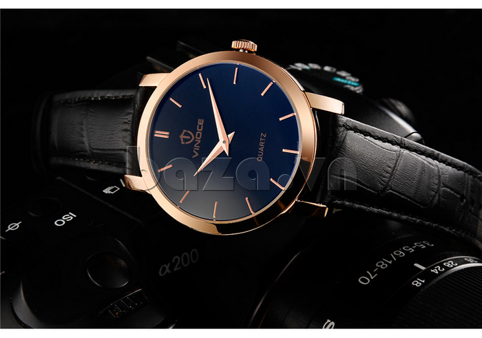 Đồng hồ thời trang nam Vinoce V3268 mặt xanh viền vàng