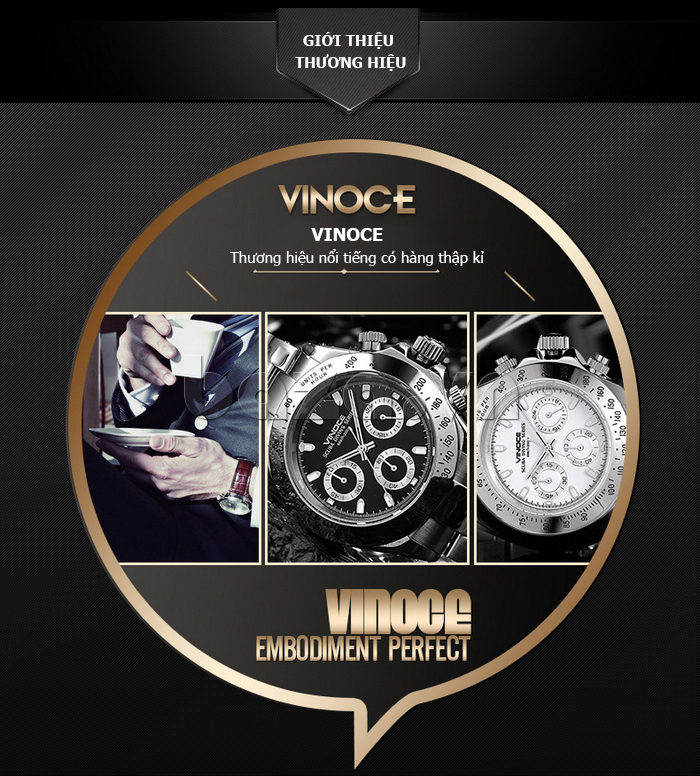 Đồng hồ nam mốc giờ dạ quang Vinoce V6331111 lạ