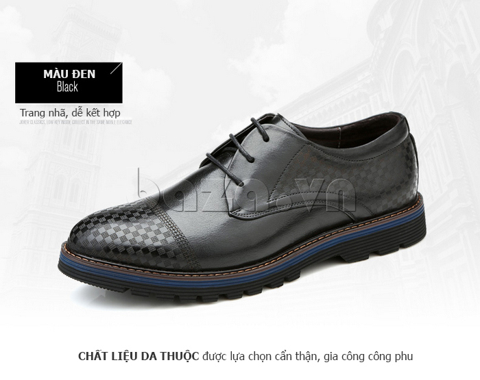 Giày da nam Olunpo QMD1401 màu đen trang nhã