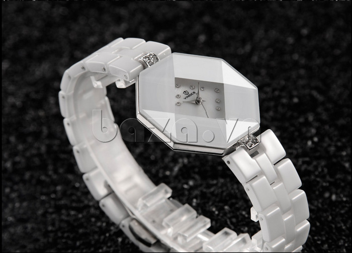 Đồng hồ nữ ceramic mặt bát giác Vinoce 633228 kim loại cao cấp