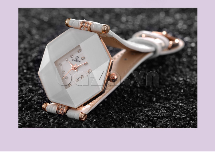 Đồng hồ nữ ceramic mặt bát giác Vinoce 633228 ấn tượng