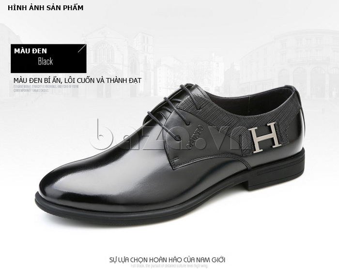 Giày da nam Olunpo QHSL1403 màu đen