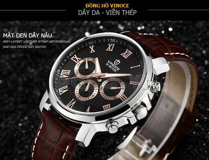 Đồng hồ nam dây da Vinoce V8370G thiết kế chất lượng