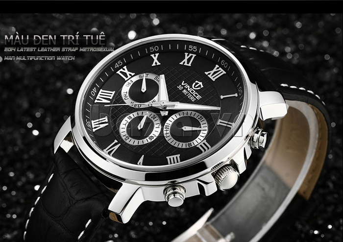 Đồng hồ nam dây da Vinoce V8370G thiết kế tinh xảo