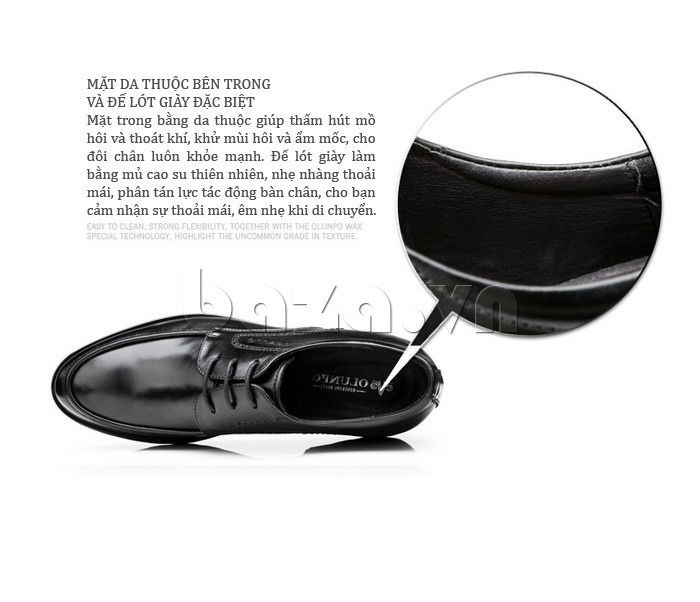 giày Olunpo QYLB1301 có lớp lót giày đặc biệt bằng da thuộc