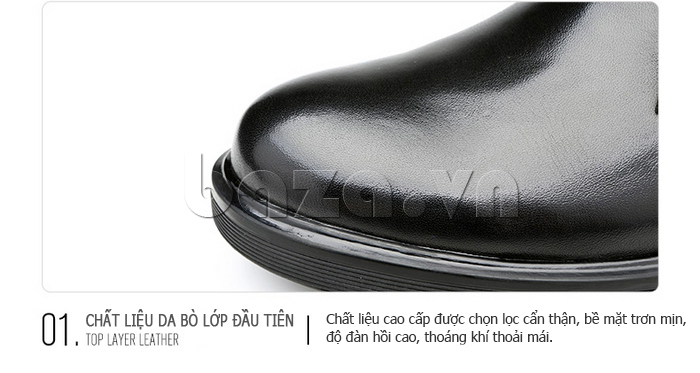 Giày da nam Olunpo QHL1402 sử dụng chất liệu da bò cao cấp