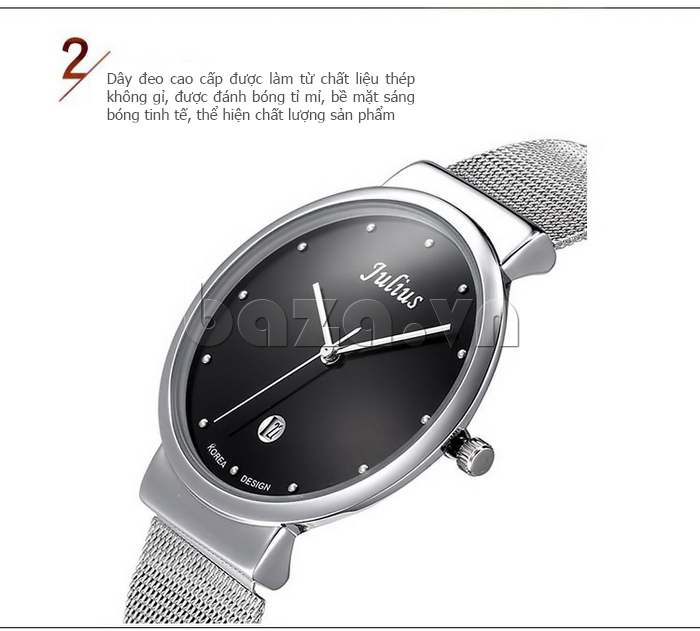 Đồng hồ siêu mỏng dây kim loại Julius JA-426 - đồng hồ Hàn Quốc