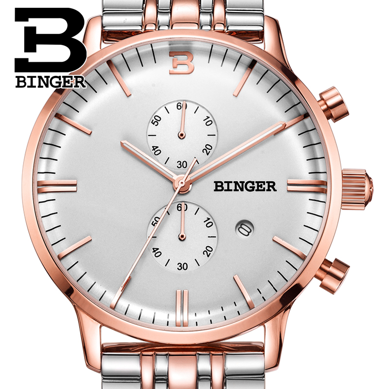 Đồng hồ nam Chronograph 5 kim cổ điển Binger