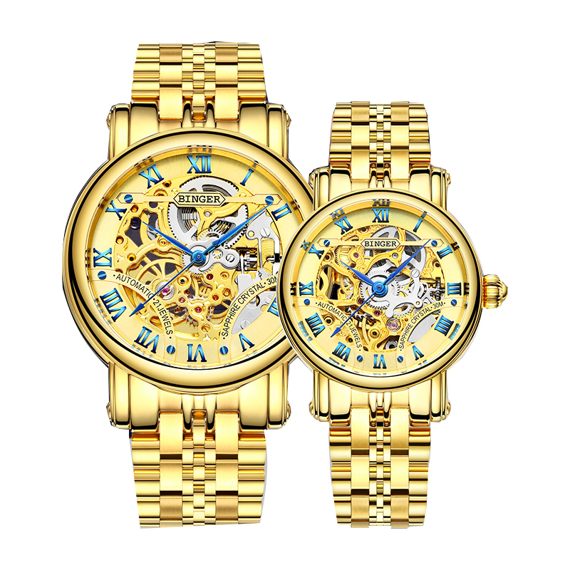 Đồng hồ đôi chạm rỗng Binger số La Mã