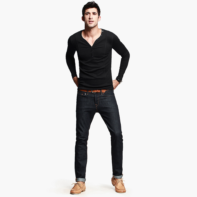 Áo Henley-shirt nam tạo hình cổ chữ V K-Jeans