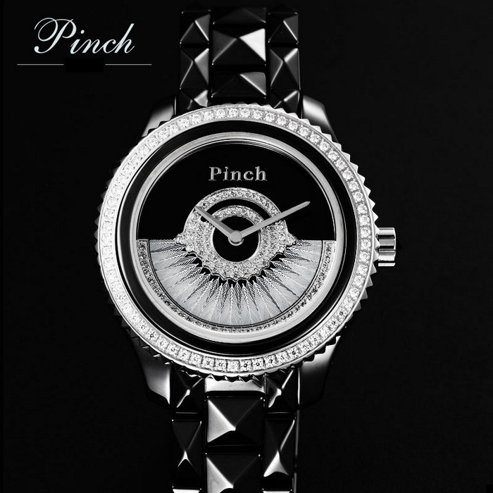 Đồng hồ thời trang Pinch 1882H Mặt đồng hồ có hình rẻ quạt đính pha lê 