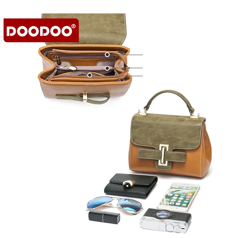 Túi satchel phối màu đai khóa DooDoo