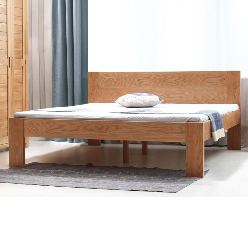 Giường đôi gỗ thịt Bắc Âu tùy chỉnh độ cao