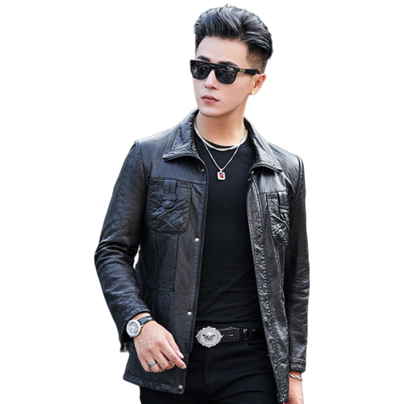 Áo Biker Jacket da cừu cổ bẻ khóa kéo dáng suông thiết kế mới