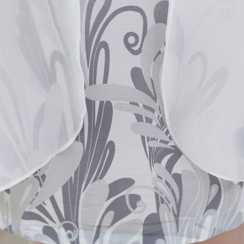 Váy voan trung niên tay cánh tiên in hoa 3D SMT