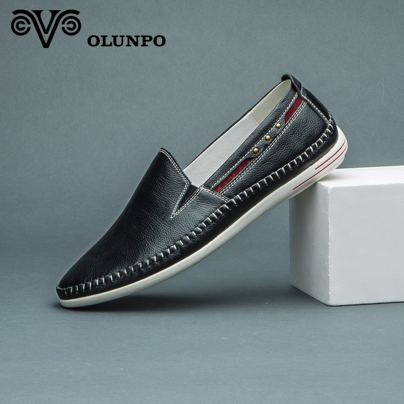 Giày Slip-on nam phối màu viền chỉ nổi Olunpo