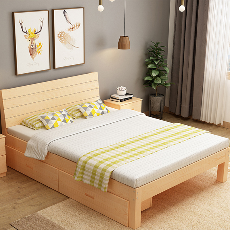 Giường ngủ gỗ thông phong cách hiện đại