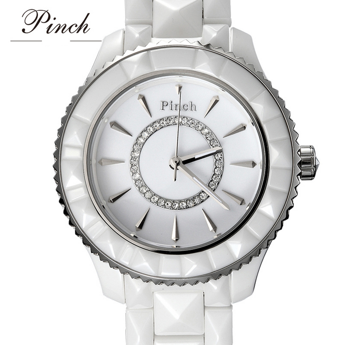 Đồng hồ nữ thời trang Pinch 6001 Viền ceramic lập thể ấn tượng