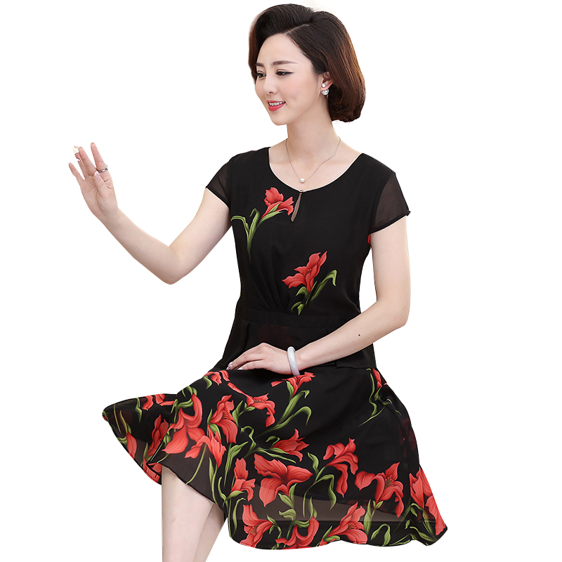 Váy chiffon xòe peplum in hoa Lily SMT